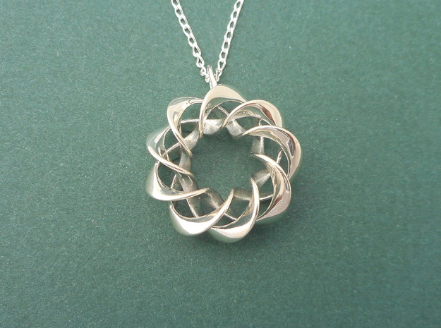 Torus Ribbons - Pendant in Cast Metals in Polished Silver