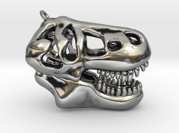 T-Rex Skull Pendant in Antique Silver