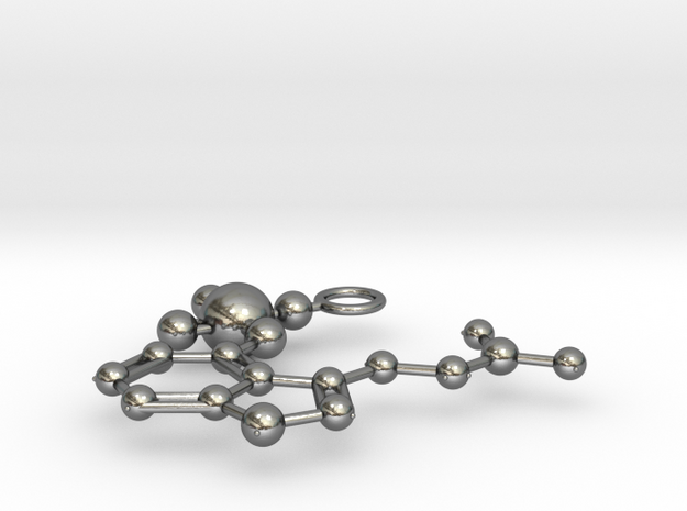 Psilocybin molecule (medium) in Polished Silver