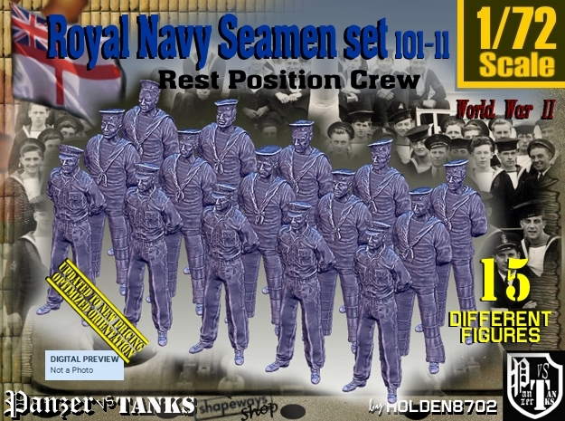 1/72 RN Seamen Rest Set101-11 in Tan Fine Detail Plastic