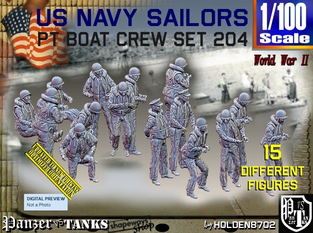 1/100 USN PT Crew set 204 in Tan Fine Detail Plastic