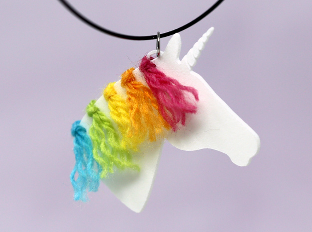 the Unicorn Pendant in White Natural Versatile Plastic