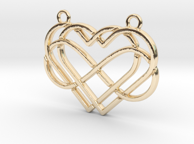 2 hearts & Infinite symbol intertwined in 14k Gold Plated Brass