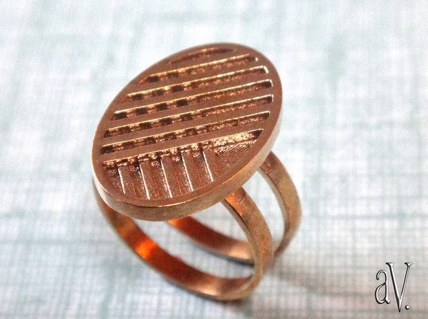 Two Stripe Ring in Natural Brass: 8 / 56.75