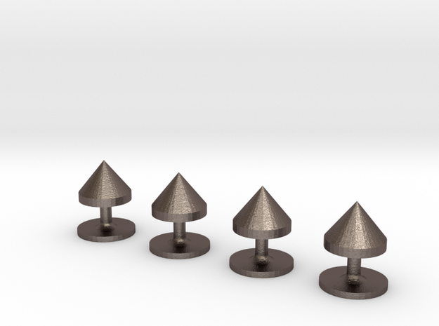 Set of 4 Cone Shirt Studs in Polished Bronzed-Silver Steel