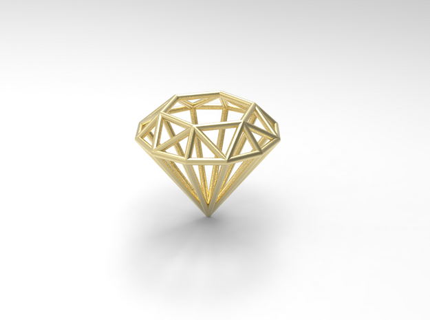 Diamond shaped wire pendant in Natural Brass