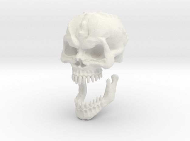 Demon Skull v6 -28mm tall. in White Natural Versatile Plastic