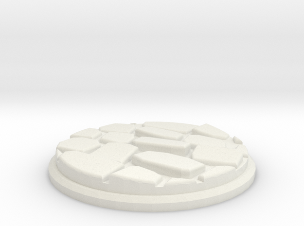 Uneven Cobblestone Miniature Base Plate (50mm) in White Natural Versatile Plastic