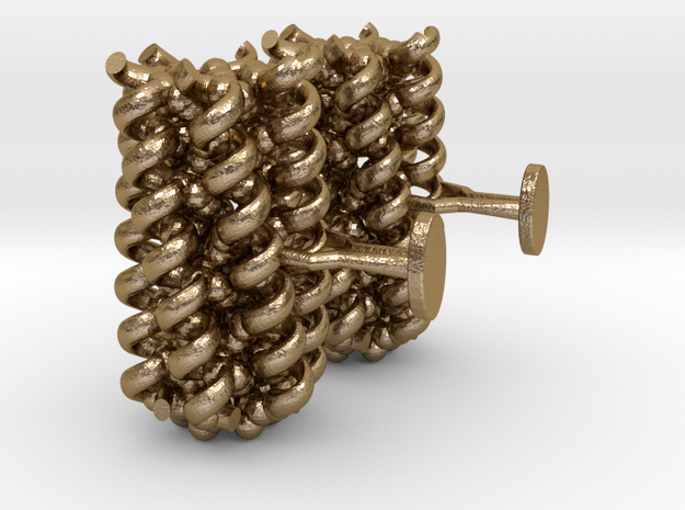 Hexameric coiled-coil cufflinks in Polished Gold Steel
