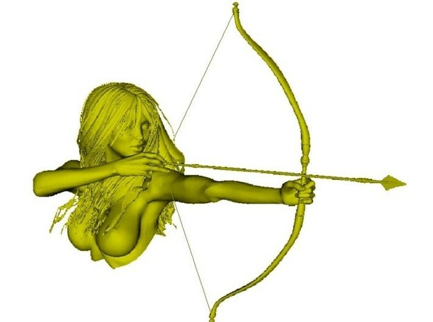 1/32 scale Amazon princess archer bust in Tan Fine Detail Plastic