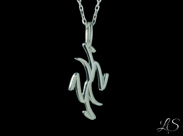 Oriental Lightning Pendant Two in Polished Silver