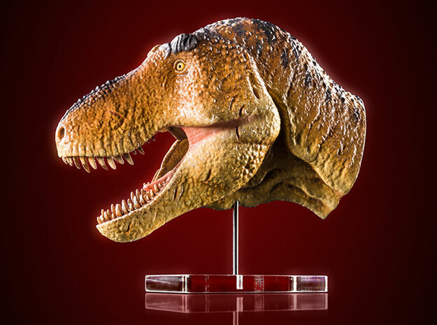 Dual Detail T. rex head (lipped version) in White Natural Versatile Plastic: 1:20