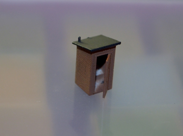 N-Scale Slant Roof Outhouse in Smooth Fine Detail Plastic
