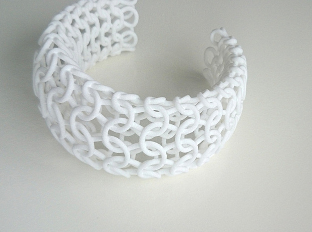 Knit Bangle in White Natural Versatile Plastic