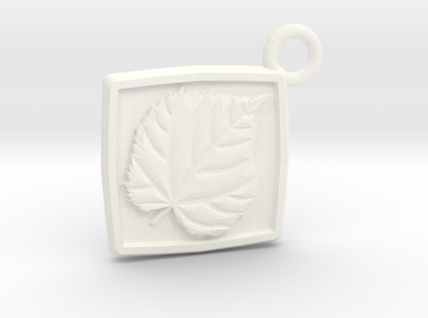 Linden leaf keychain in White Processed Versatile Plastic
