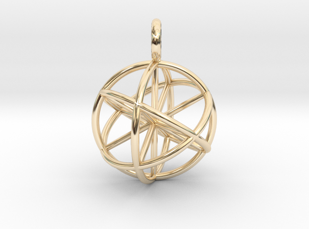 Seed of Life Pendant 20mm  in 14k Gold Plated Brass