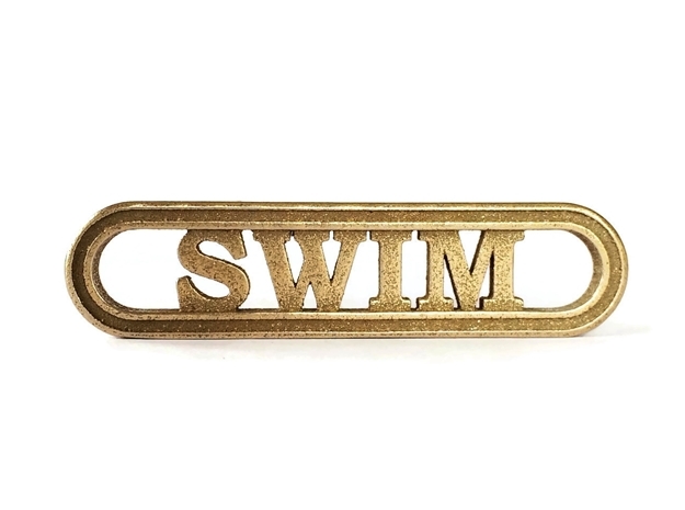 Swim Keychain Swimmer Gift in Polished Bronzed-Silver Steel