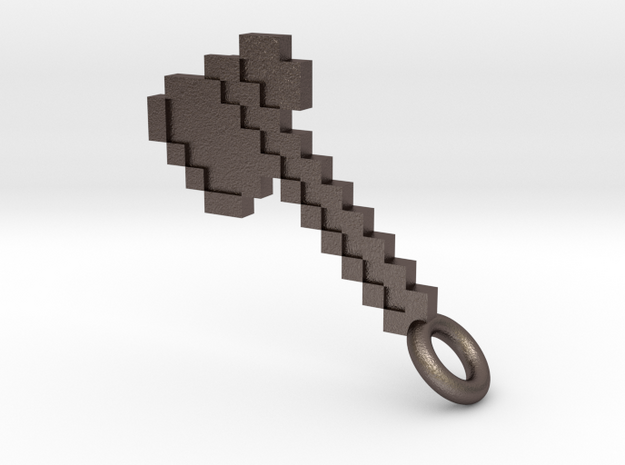 Minecraft Axe Pendant in Polished Bronzed-Silver Steel