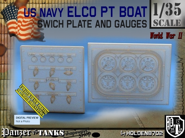 1/35 PT Boat Swich Plate and Gauges in Smoothest Fine Detail Plastic