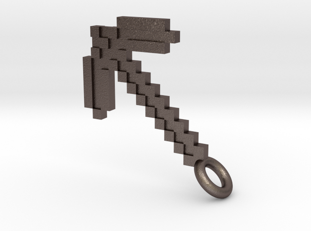 Minecraft Pickaxe Pendant in Polished Bronzed-Silver Steel