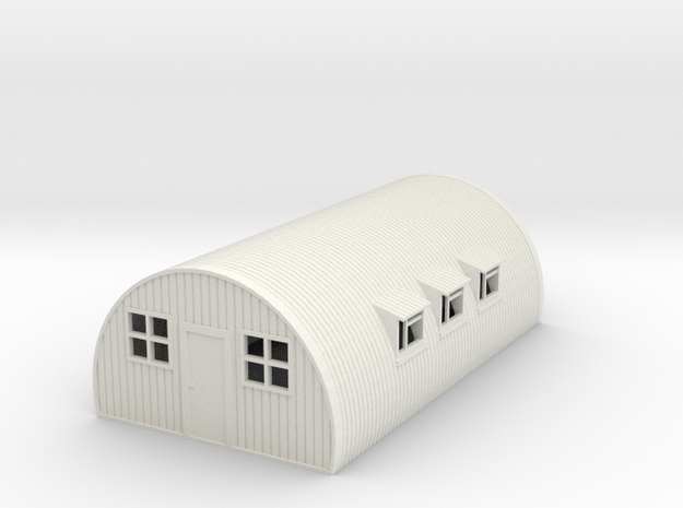 1/76th (20 mm) scale Nissen hut in White Natural Versatile Plastic