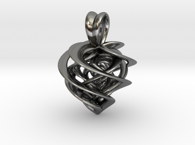 Twisted Heart in Polished Silver