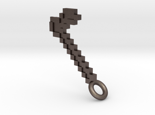 Minecraft Hoe Pendant in Polished Bronzed-Silver Steel