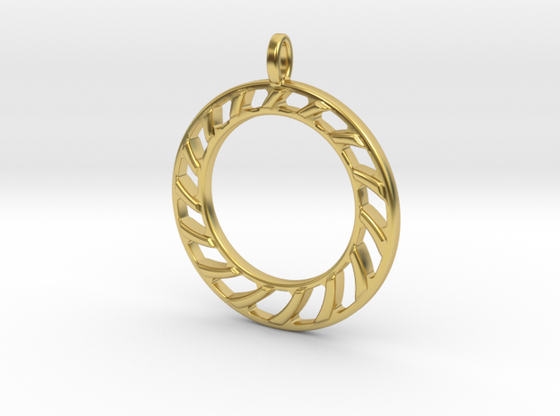 Pendant 2 excentric rings  in Polished Brass