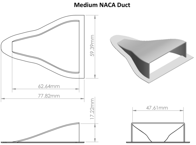 Medium NACA Duct in White Natural Versatile Plastic