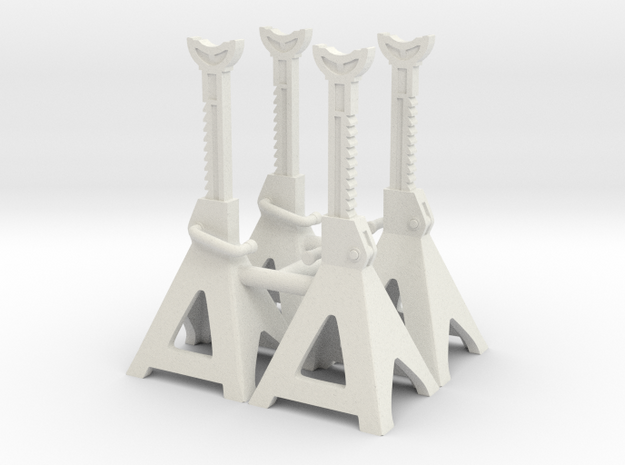 1:18 Scale Jack Stands x4 (High) in White Natural Versatile Plastic