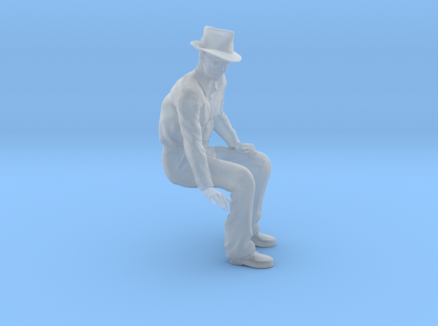 1-24 Fred sitting on bench wearing hat in Smoothest Fine Detail Plastic