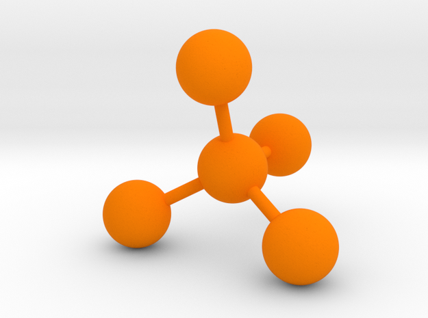Tetrahedral Molecule Ornament in Orange Processed Versatile Plastic