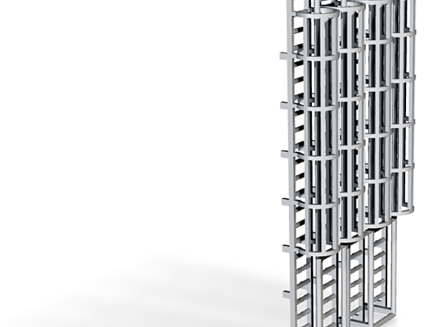 1:100 Cage Ladder 80mm Platform in Tan Fine Detail Plastic