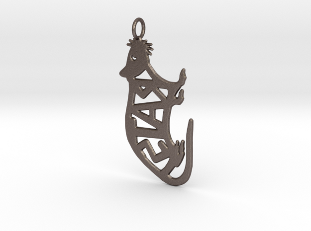 rat keychain 2 in Polished Bronzed-Silver Steel