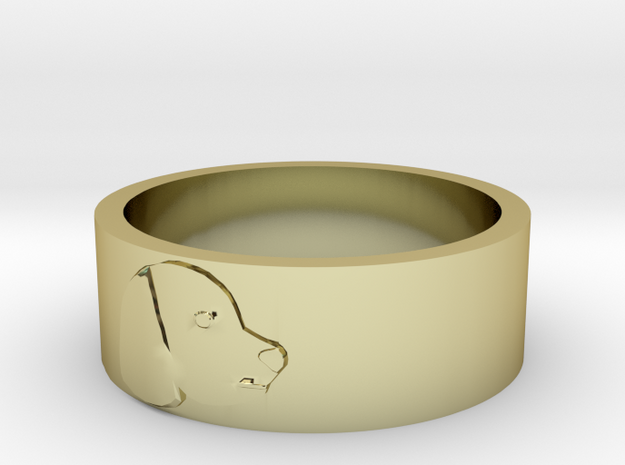 Dog's profile ring(large) in 18k Gold Plated Brass