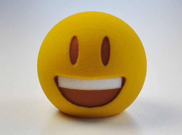 3D Emoji The Grin in Full Color Sandstone