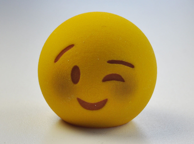 3D Emoji Winking with Blush in Full Color Sandstone