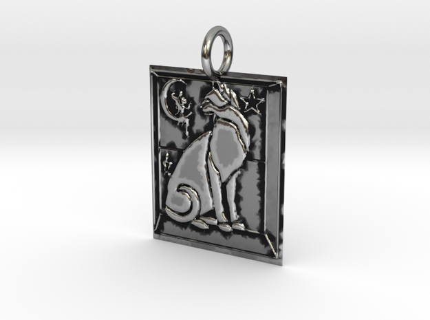 Cat View Pendant in Antique Silver