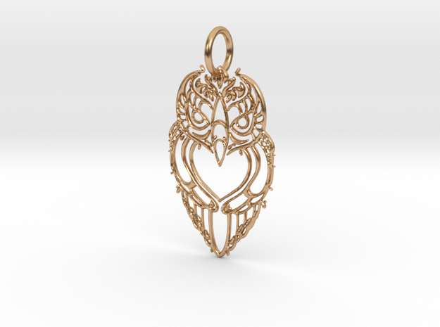 Aztec Filigree Owl Pendant in Polished Bronze