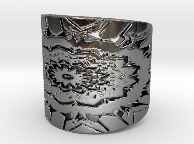 Native flower shield Ring in Fine Detail Polished Silver: 6 / 51.5
