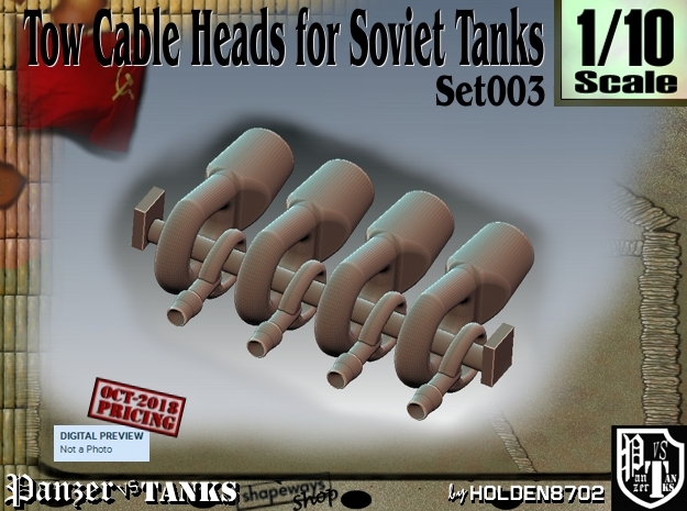 1/10 Soviet Tank Tow Cable HEADS Set003 in White Natural Versatile Plastic