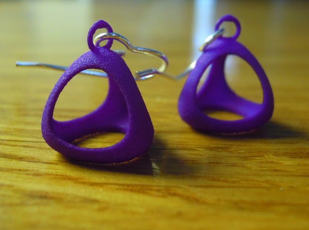 Tetrahedron Earrings in Purple Processed Versatile Plastic