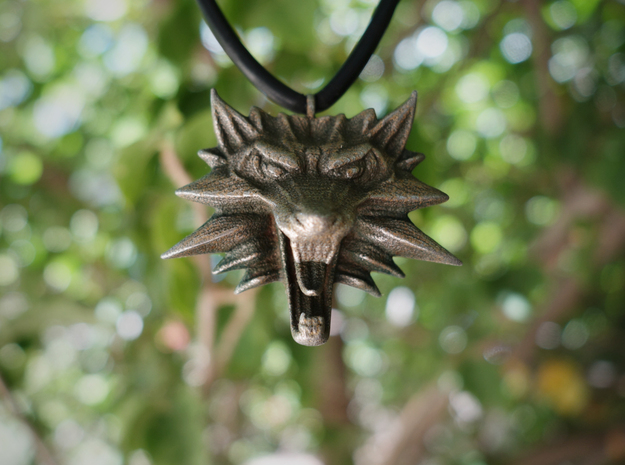Witcher Medallion in Polished Bronzed Silver Steel
