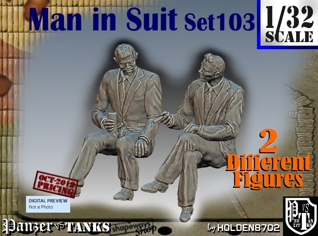 1/32 Man in Suit Set103 in White Natural Versatile Plastic