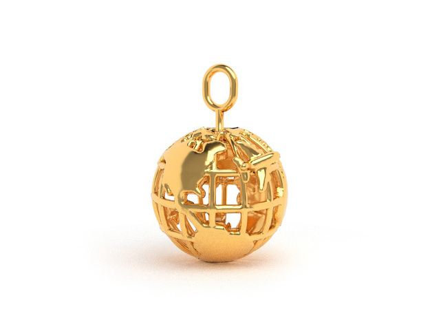 Earth Pendant in 18k Gold Plated Brass
