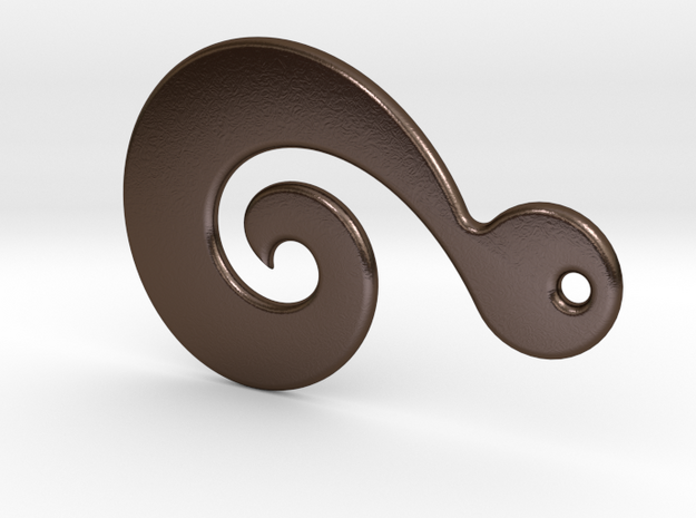 Maori Pendant - medium (3mm thick) in Polished Bronze Steel