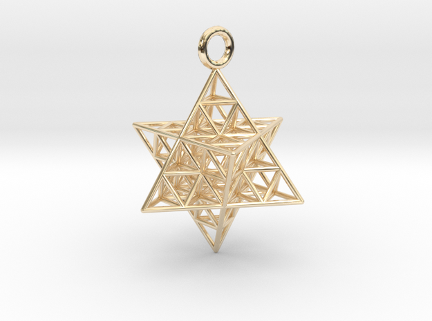 Star Tetrahedron Fractal 25mm or 32mm in 14k Gold Plated Brass: Medium