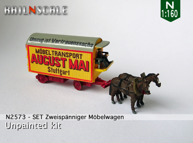 SET Zweispänniger Möbelwagen  (N 1:160) in Tan Fine Detail Plastic