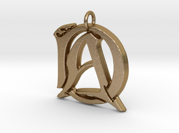 Monogram Initials AD.2 Pendant  in Polished Gold Steel
