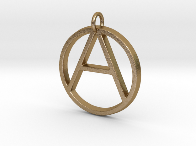 Monogram Initials AO Pendant  in Polished Gold Steel